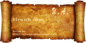 Ulreich Ákos névjegykártya